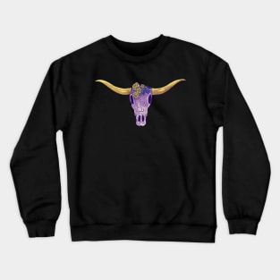 Longhorn Skull an Yellow Roses | Vulture Culture Goblincore Cottagecore Yellow rose of Texas Crewneck Sweatshirt